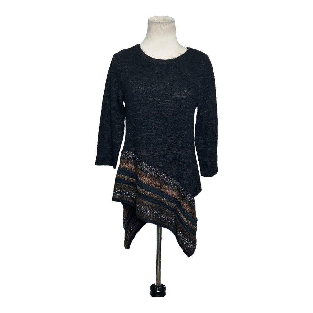 Chico's brown 3/4 sleeves asymmetrical layered tunic sweater size 0 -Small